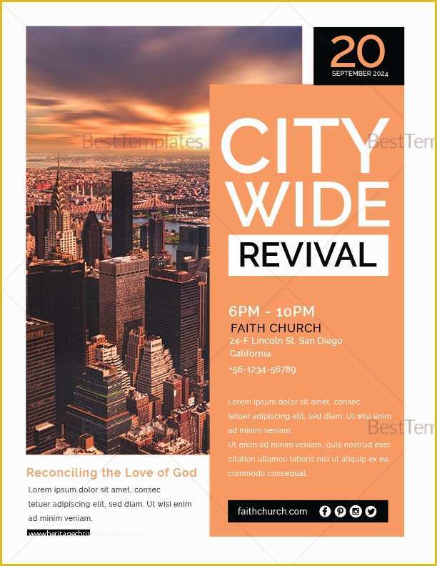 Free Church Revival Flyer Template Of City Wide Revival Church Flyer Design Template In Psd