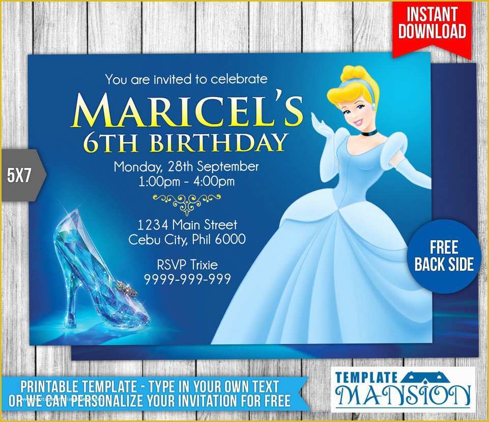 Free Cinderella Birthday Invitation Template Of Cinderella Birthday Invitation 2 by Templatemansion On