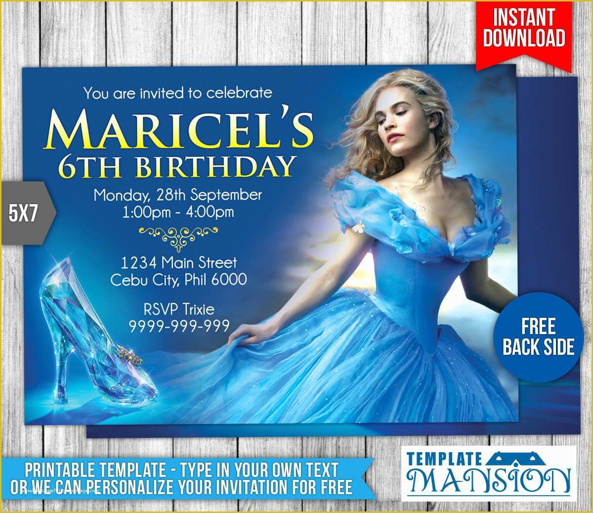 Free Cinderella Birthday Invitation Template Of Cinderella Birthday Invitation Template 1 by