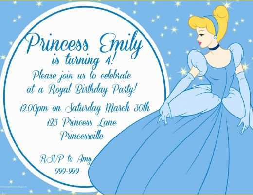 Free Cinderella Birthday Invitation Template Of Cinderella Birthday Invitation Wording