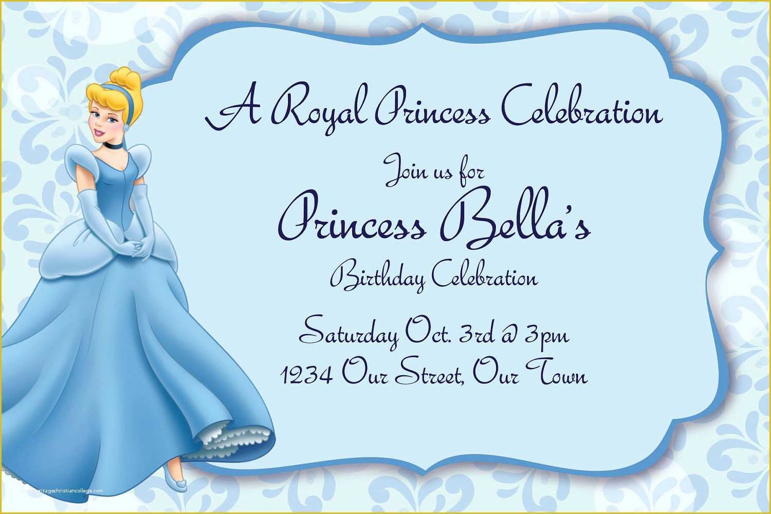 Free Cinderella Birthday Invitation Template Of Cinderella Invitations Template