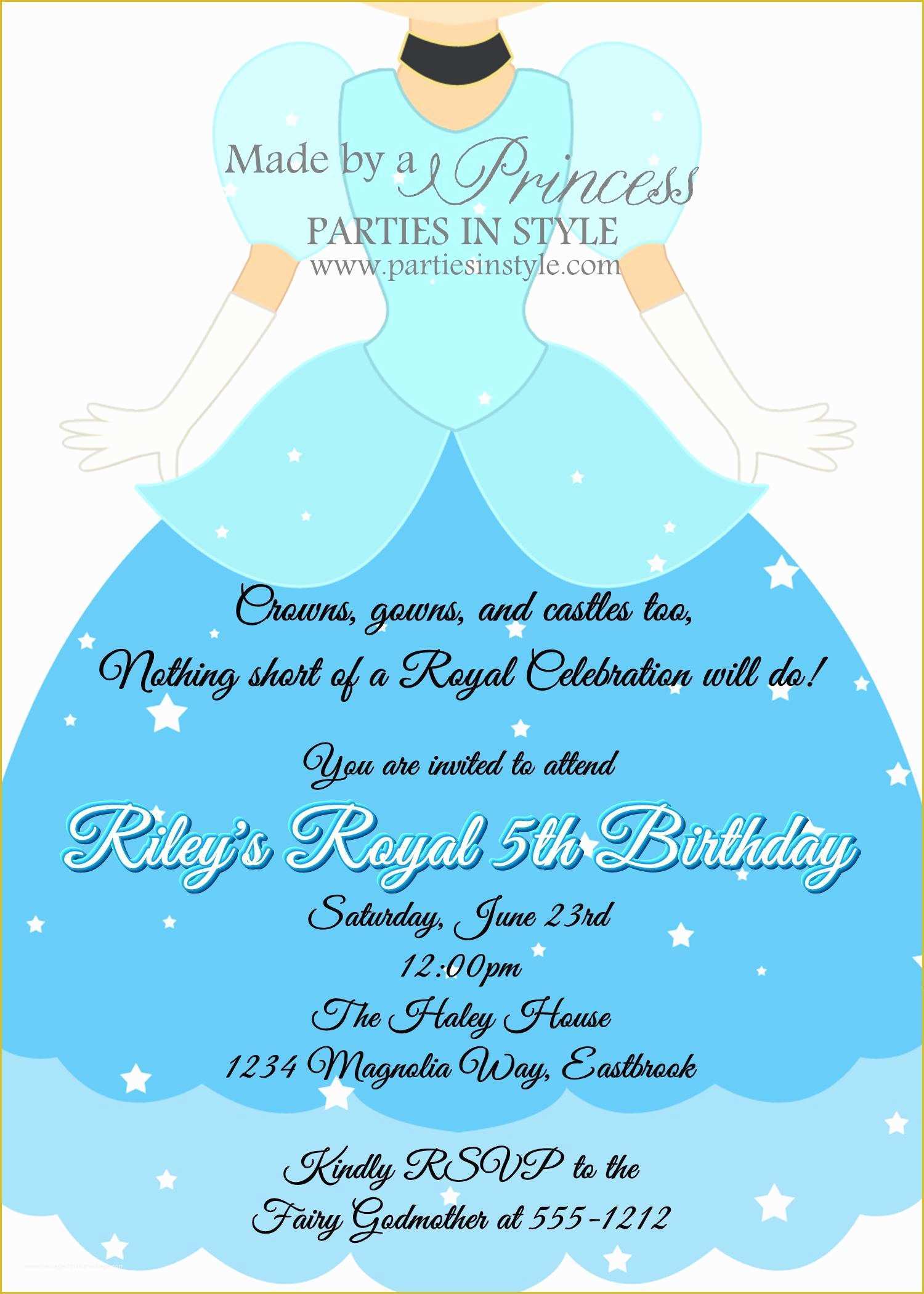 Free Cinderella Birthday Invitation Template Of Cinderella Princess Birthday Party Invitation