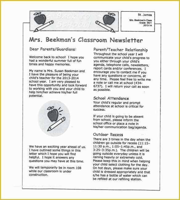 Free Classroom Newsletter Templates Of 8 Classroom Newsletter Templates Free Sample Example