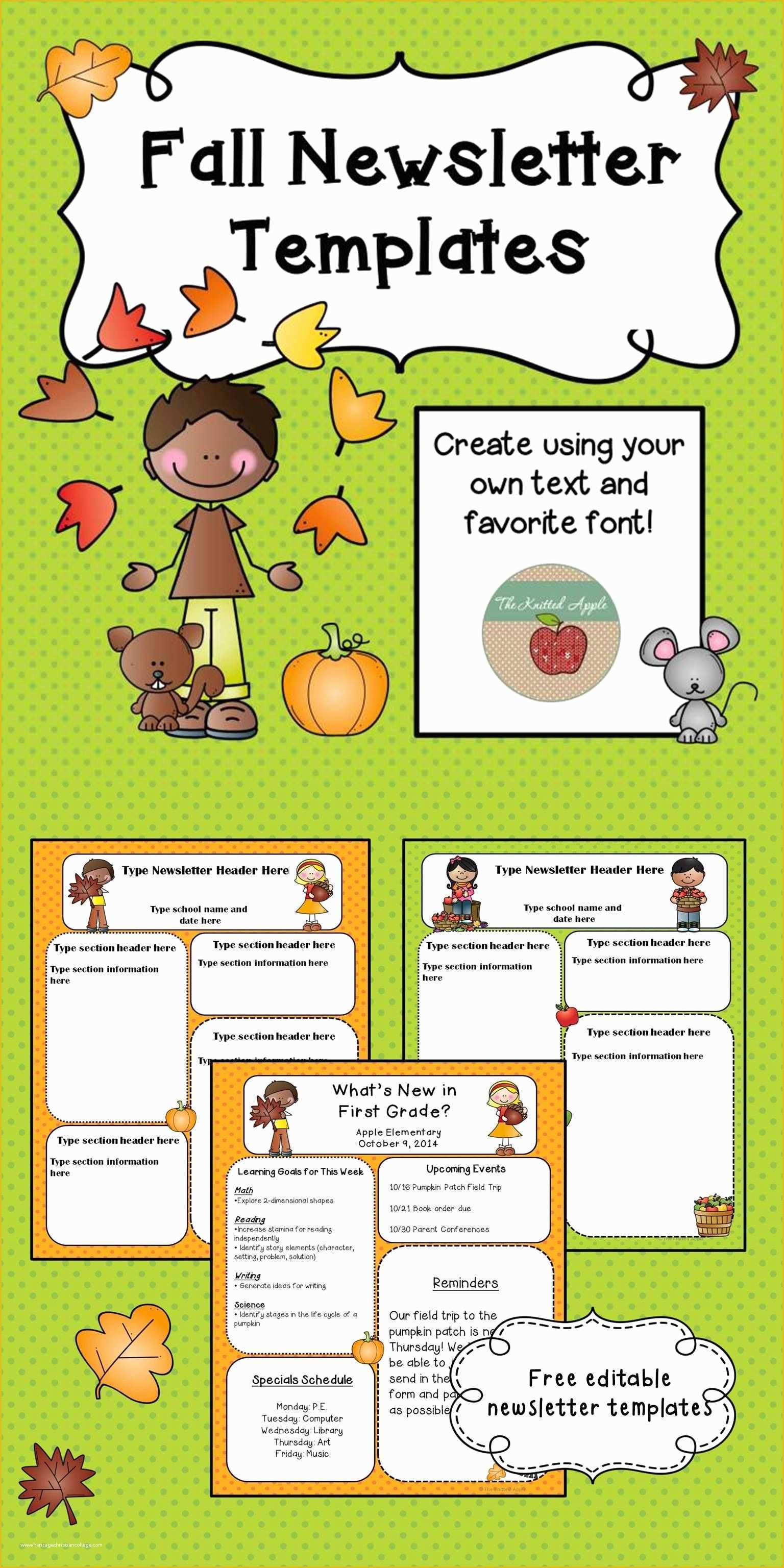 Free Classroom Newsletter Templates Of Free Fall themed Newsletter Templates …