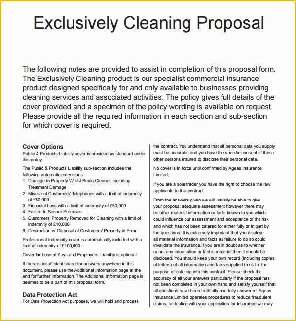 Free Cleaning Proposal Template Of 13 Cleaning Proposal Templates – Pdf Word Apple Pages