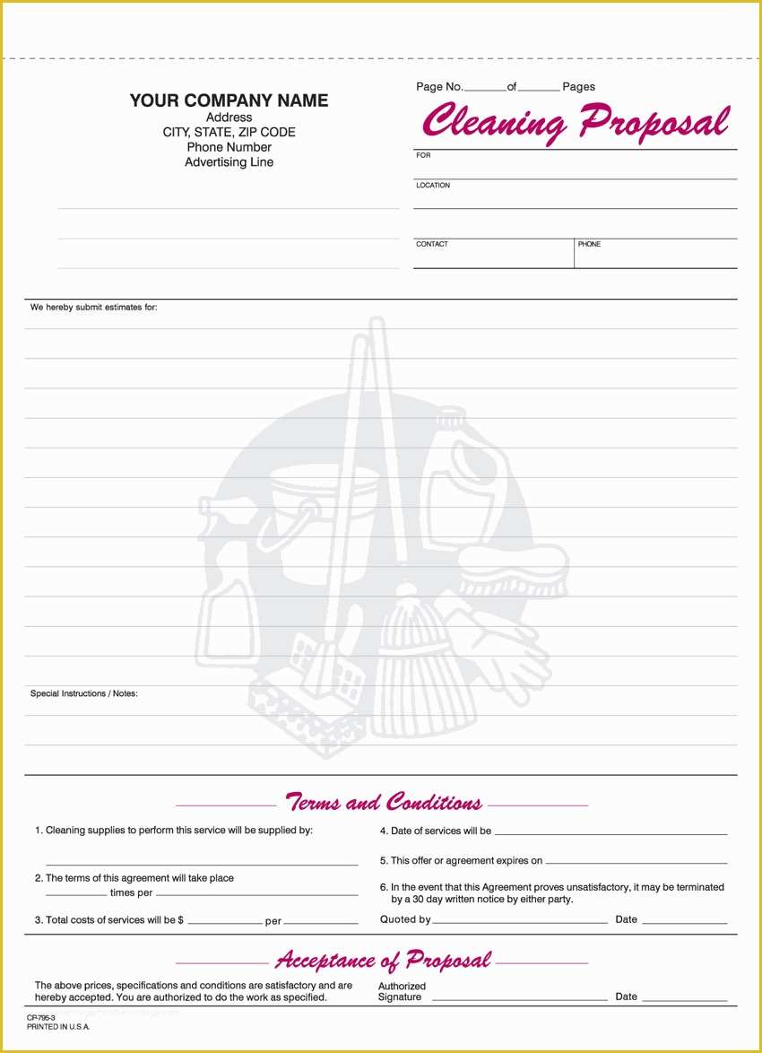 Free Cleaning Proposal Template Of 9 Best Of Free Printable Cleaning Business forms