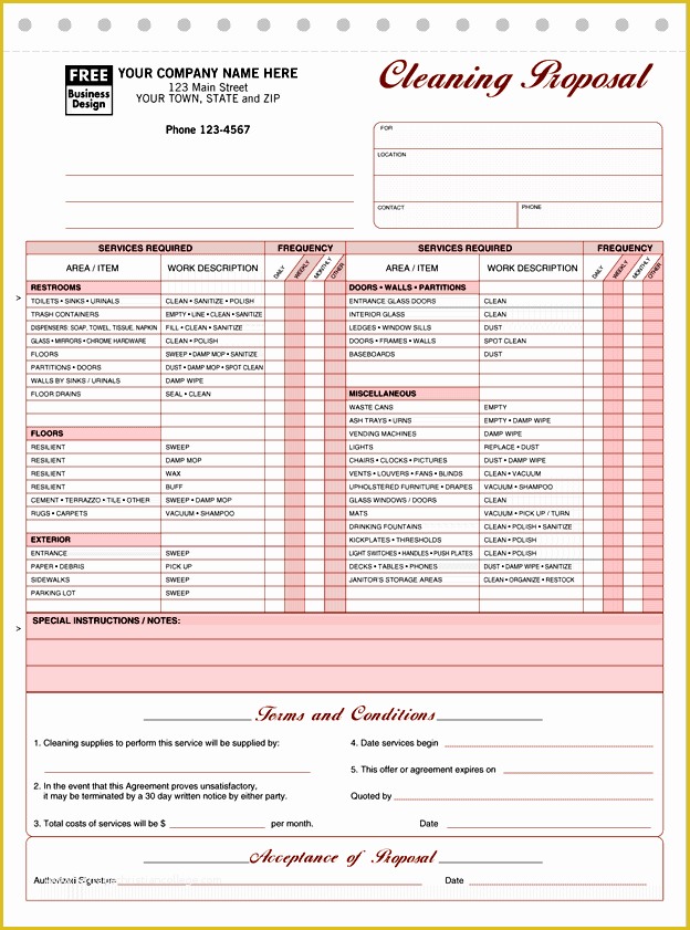 Free Cleaning Proposal Template Of Ans Business forms Cleaning Service Proposal with Checklist