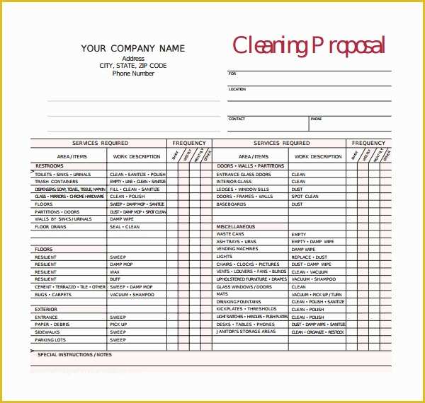 Free Cleaning Proposal Template Of Free Mercial Cleaning Bid forms Archives