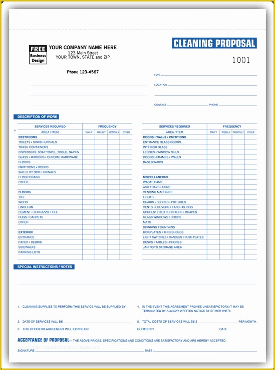 Free Cleaning Proposal Template Of Free Printable Sample Janitorial Bid Quote Template forms