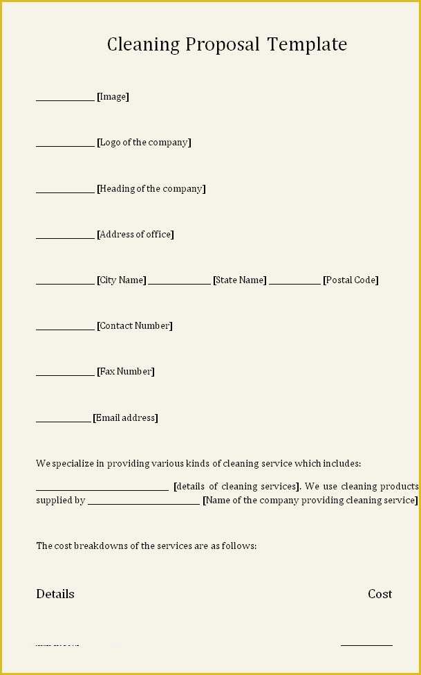 Free Cleaning Proposal Template Of Mercial Bid Template