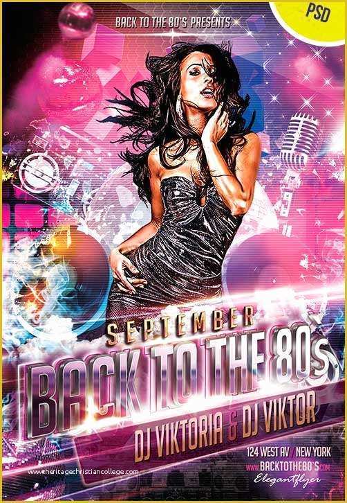 Free Club Flyer Templates Online Of Back to the 80s Club Party Free Flyer Psd Template for