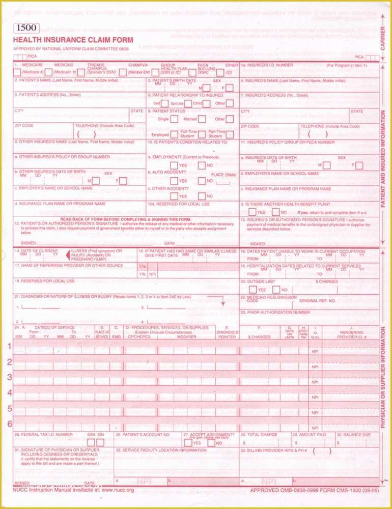 Free Cms 1500 Claim form Template Of Download 1500 Claim form Template Free Free Mastercasting