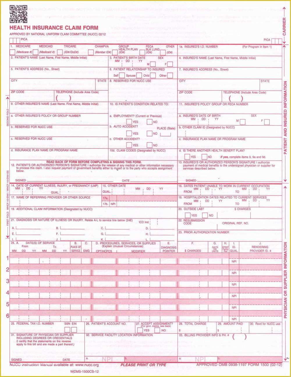 Free Cms 1500 Claim form Template Of Download W2 form Free forms 4489