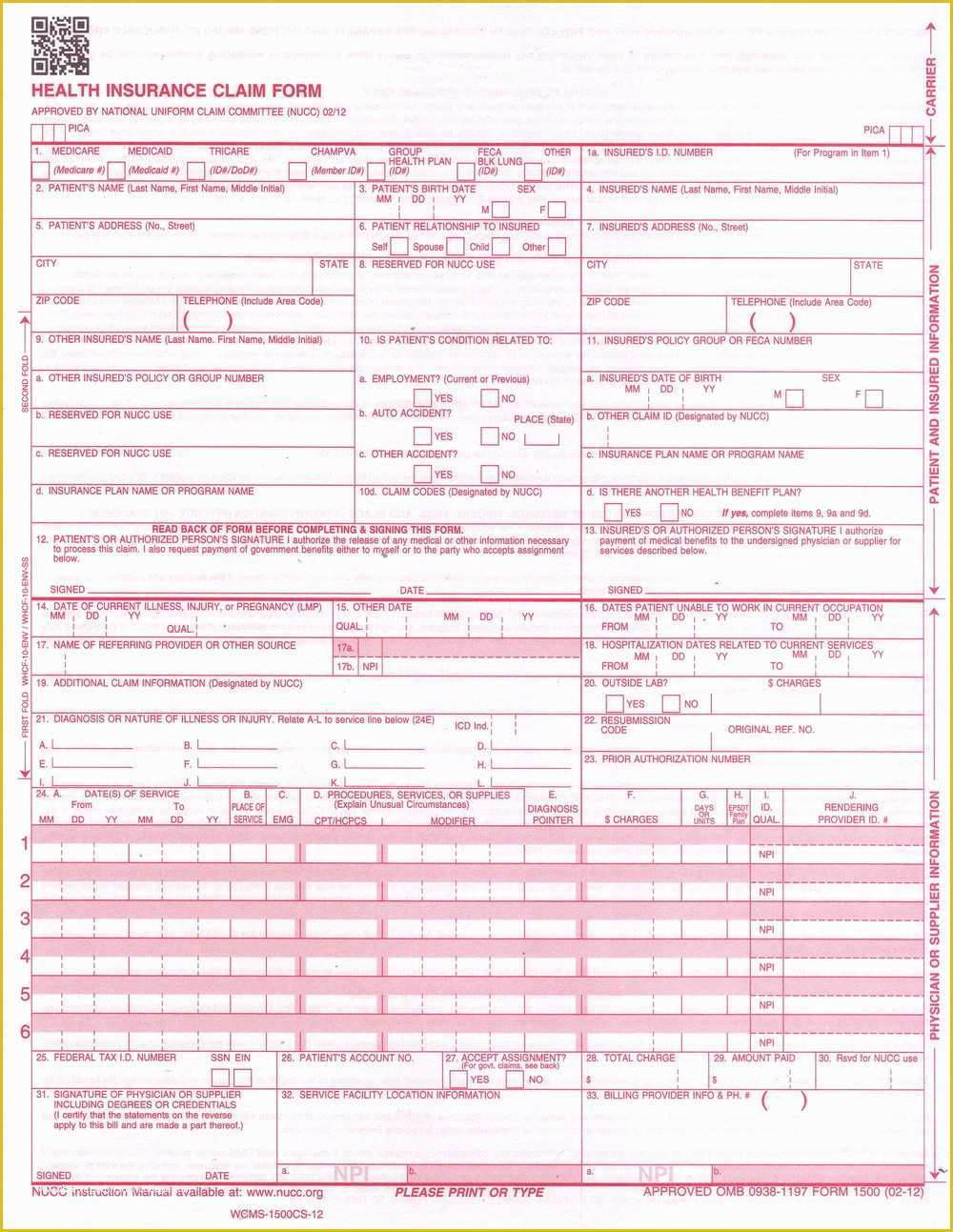 Free Cms 1500 Claim form Template Of Download W2 form Free forms 4489