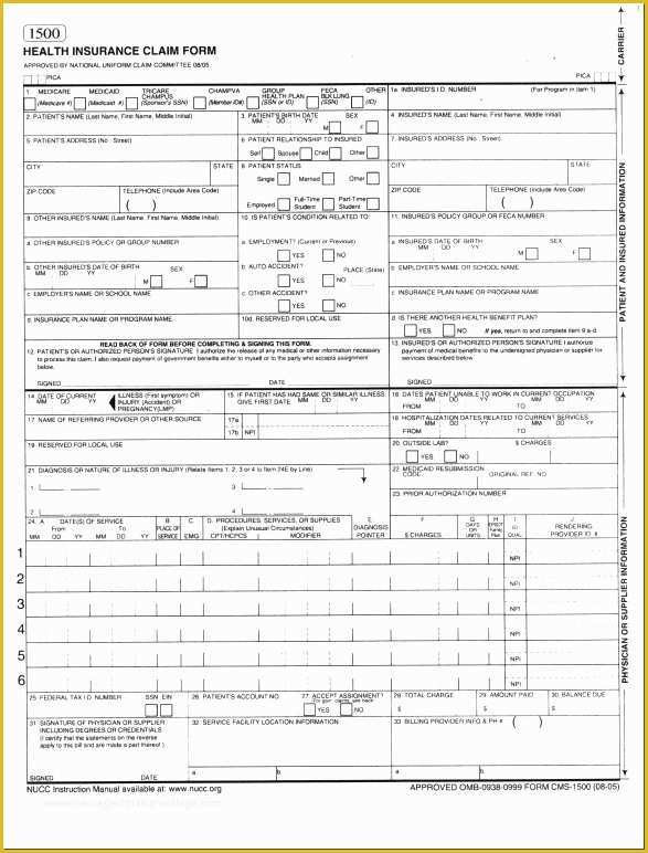 Free Cms 1500 Claim form Template Of Free Cms 1500 Claim form Template Inspirational Design