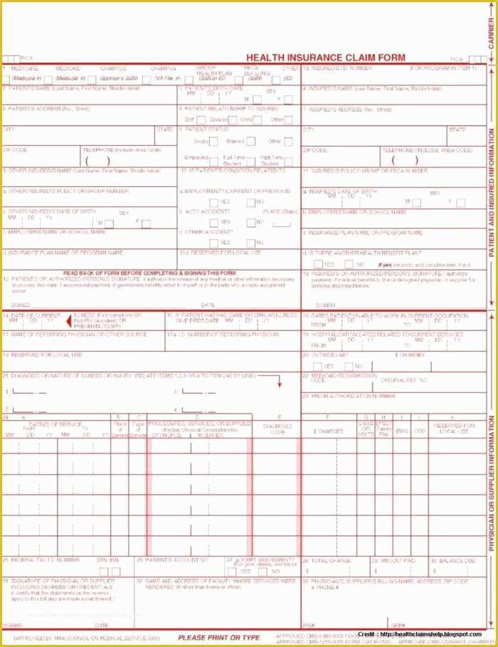 Free Cms 1500 Claim form Template Of Hcfa 1500 Claim form Fillable Pdf form Resume Examples