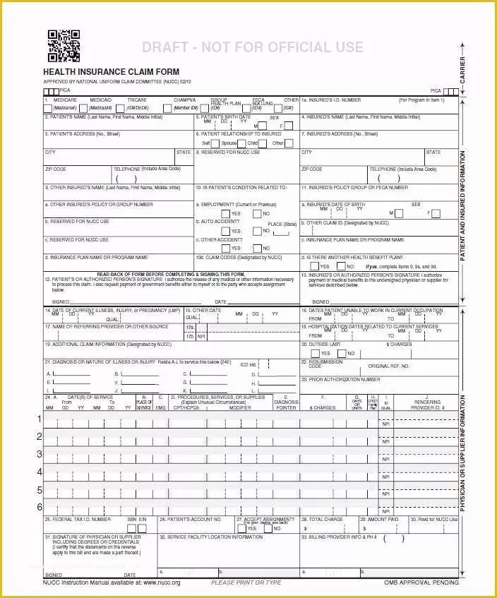 Free Cms 1500 Claim form Template Of Hcfa 1500 form Download 1500 Insurance Claim form Template