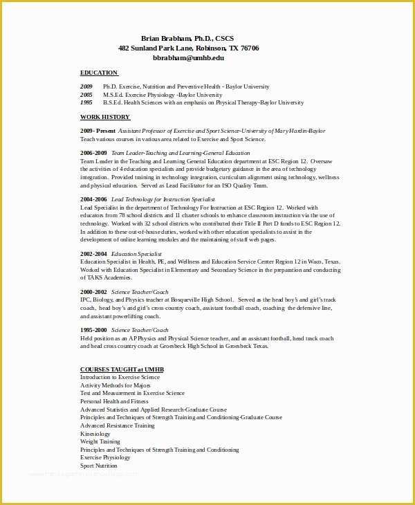 Free Coaching Resume Templates Of 10 Coach Resume Templates Pdf Doc