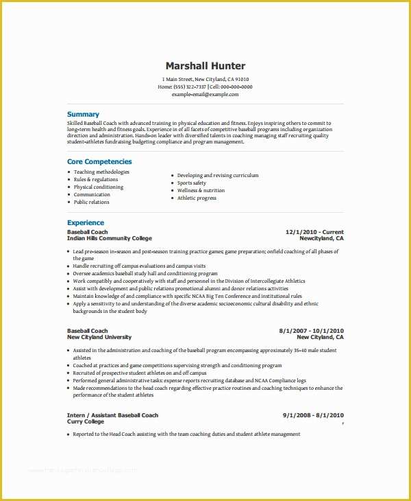 Free Coaching Resume Templates Of Baseball Pitching Stats Template Templates Resume