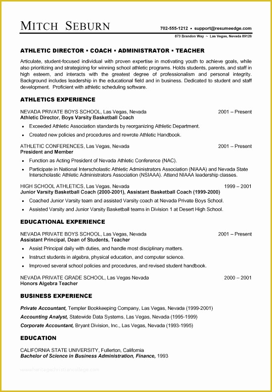 Free Coaching Resume Templates Of Coach Resume Example Sample