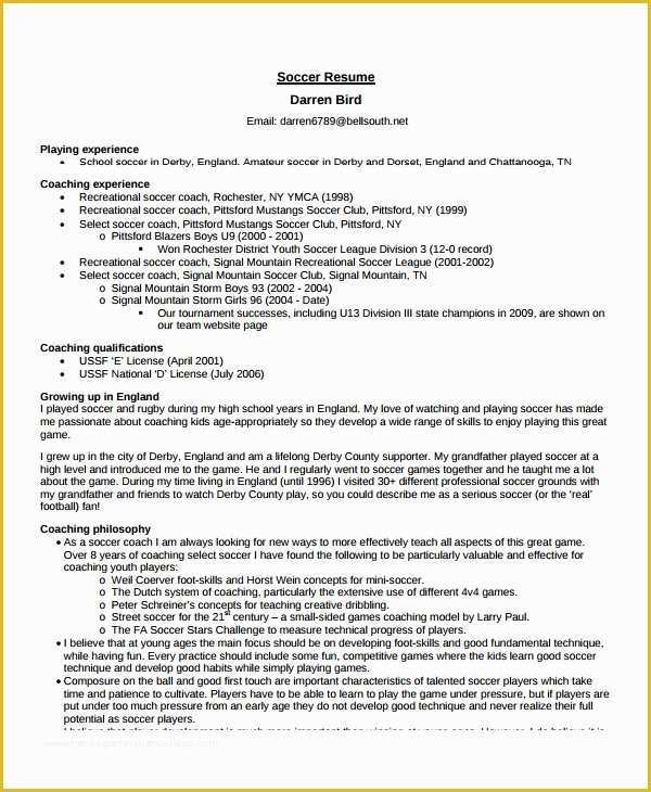 Free Coaching Resume Templates Of Coach Resume Template 6 Free Word Pdf Document