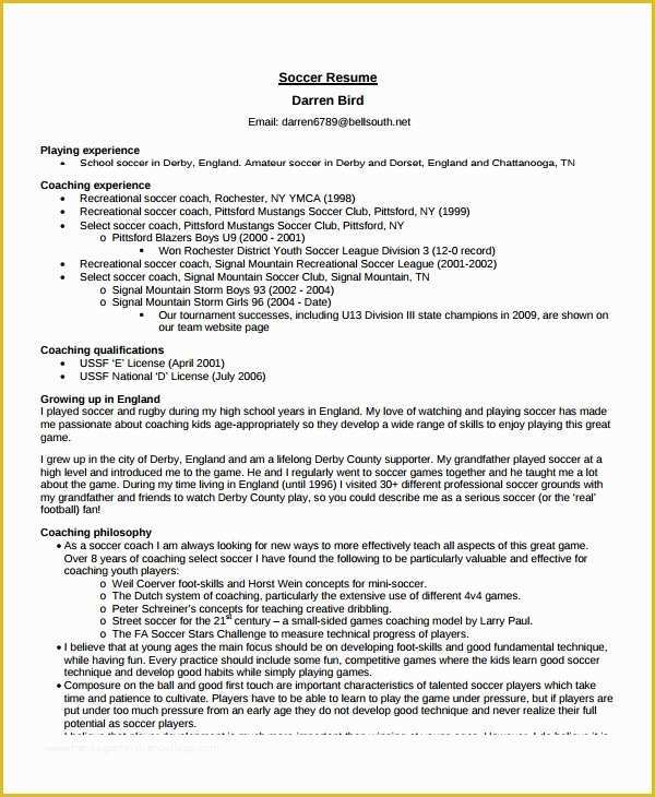 Free Coaching Resume Templates Of Coach Resume Template 6 Free Word Pdf Document