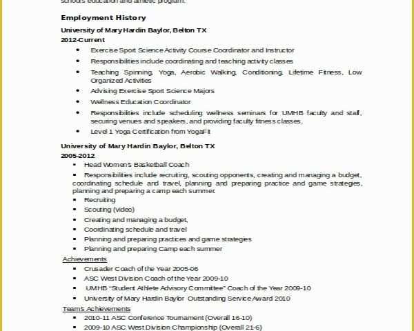 Free Coaching Resume Templates Of Coach Resume Template 6 Free Word Pdf Document