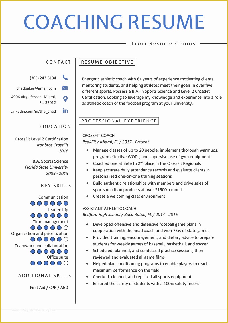 Free Coaching Resume Templates Of Coaching Resume Sample & Writing Tips