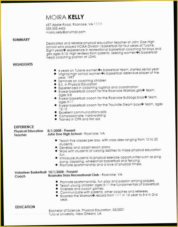 Free Coaching Resume Templates Of Coaching Resume Template