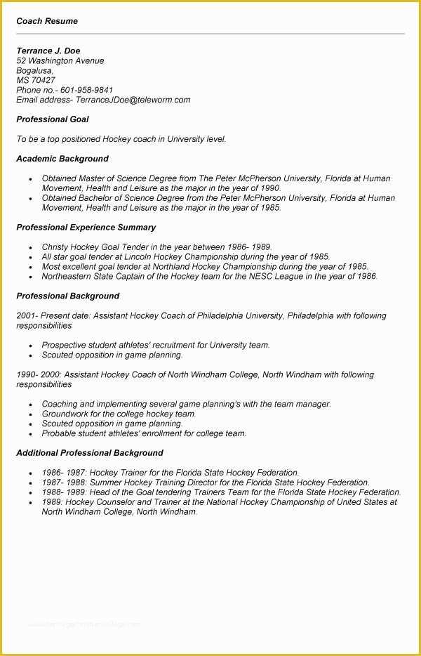 Free Coaching Resume Templates Of High School soccer Coach Resume Resume Ideas