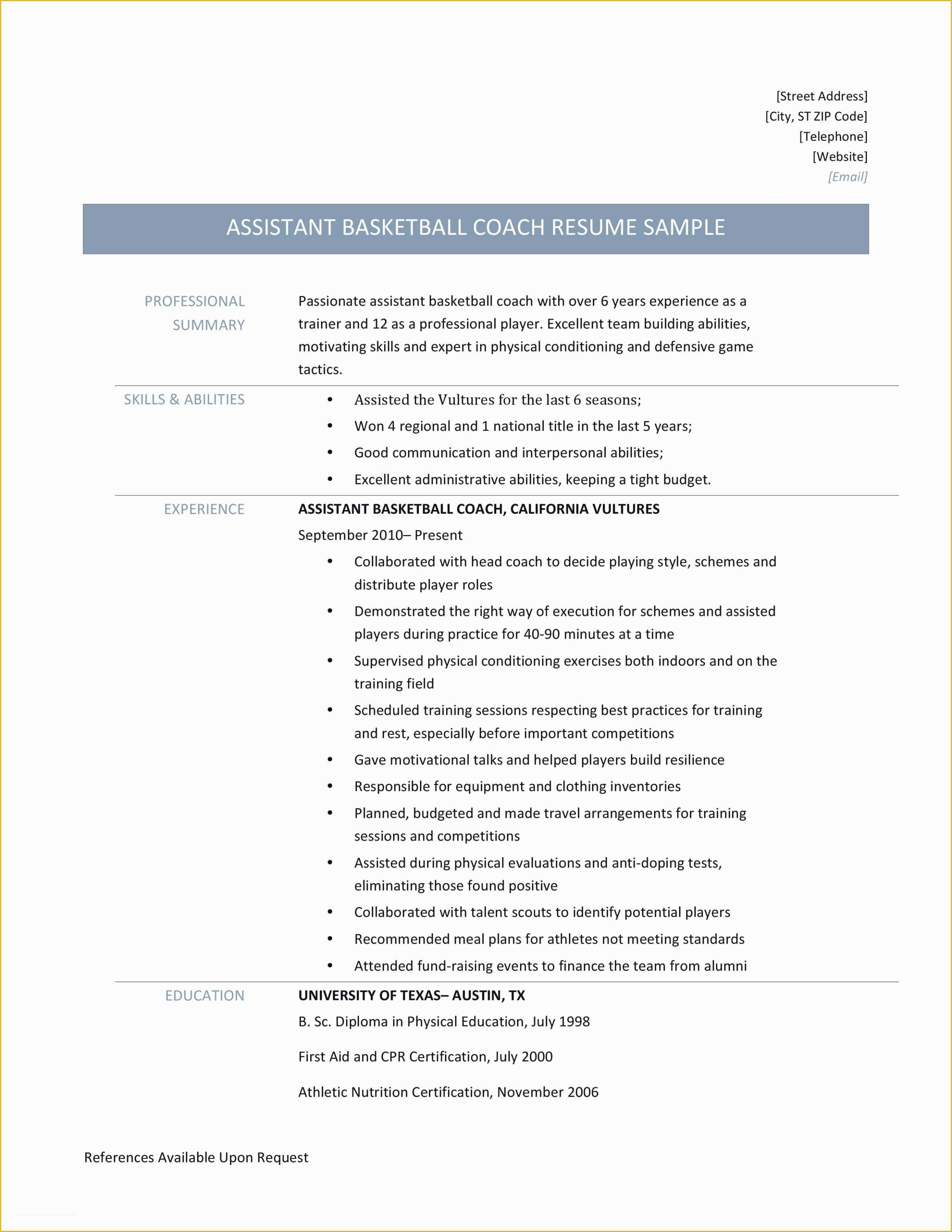 Free Coaching Resume Templates Of is Coaching Resume Template