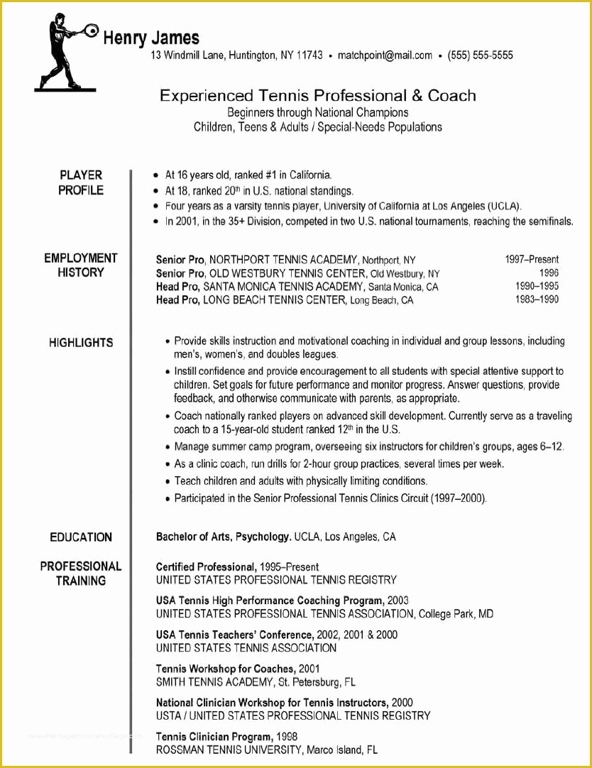 Free Coaching Resume Templates Of Professional Football Player Resume