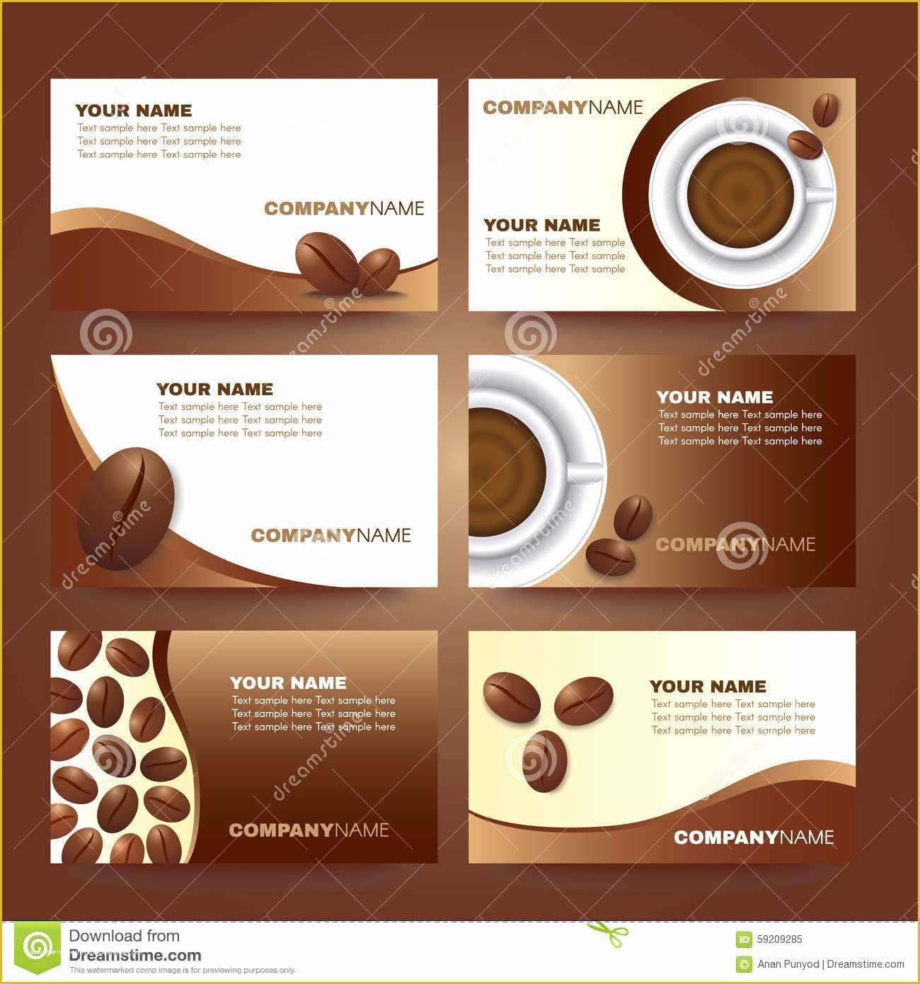 Free Coffee Website Templates Of Coffee Business Card Template Vector Set Design Stock