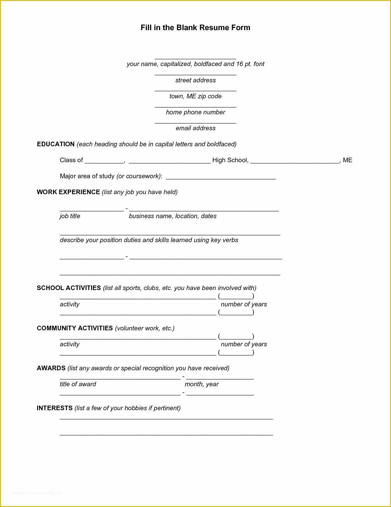 Free College Resume Templates Of Blank Resume Template for High School Students