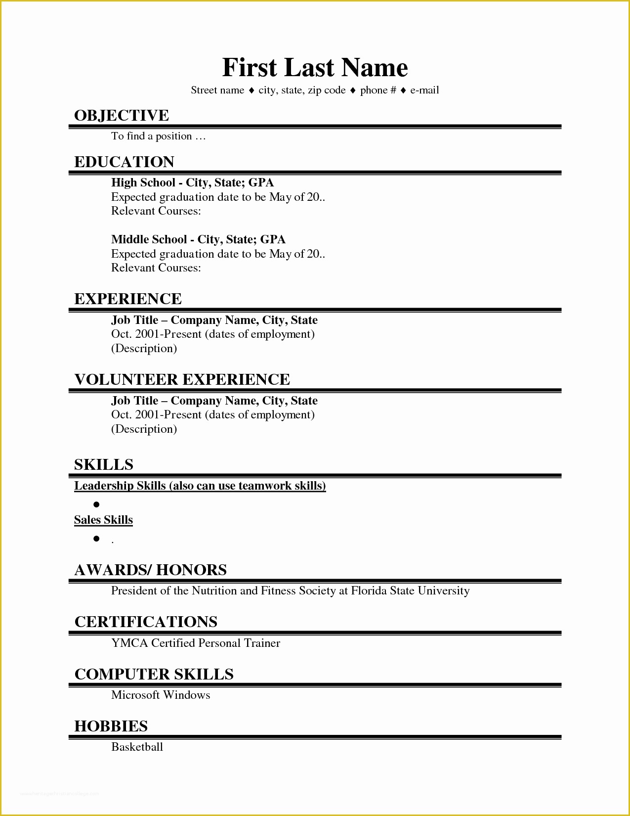 Free College Resume Templates Of First Job Resume Google Search Resume