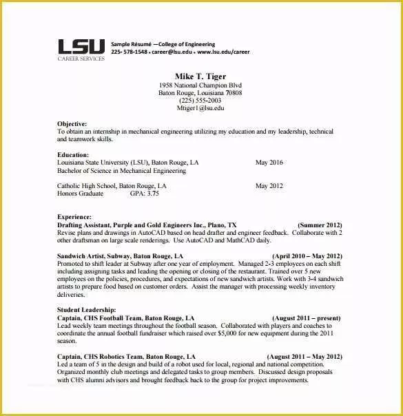 Free College Resume Templates Of Freshman College Student Resume Best Resume Collection