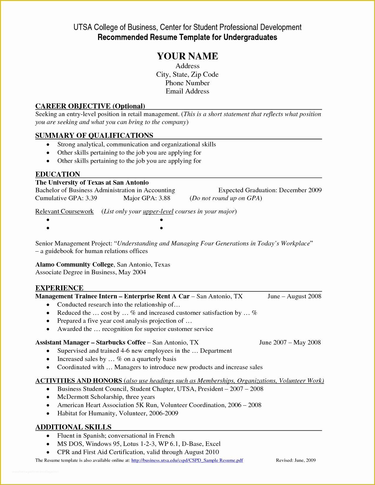 Free College Resume Templates Of Resume Template for College Students
