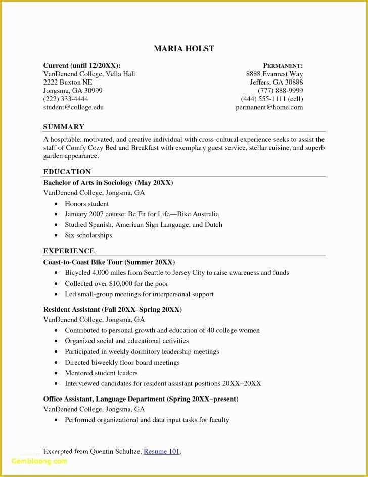 Free College Resume Templates Of Resume Template Job Resume Examples for College Students