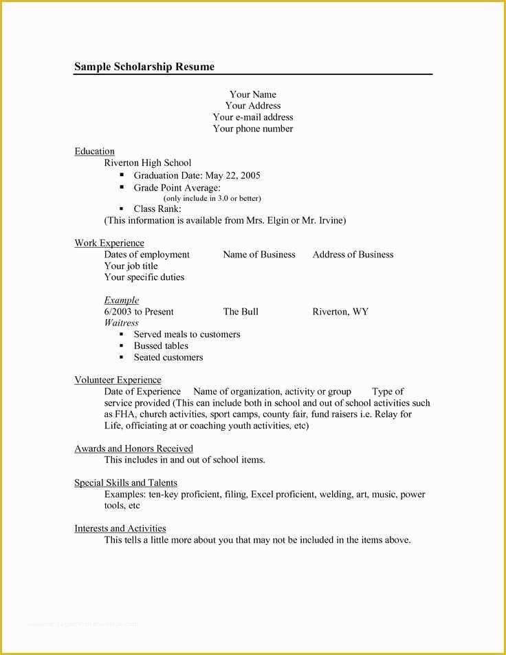 Free College Resume Templates Of Scholarship Resume Templates