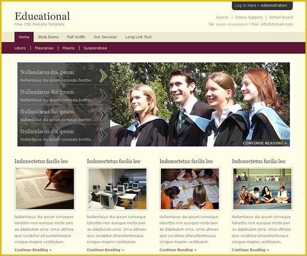 Free College Website Templates Of Free Css Template Download for College Website Popteenus