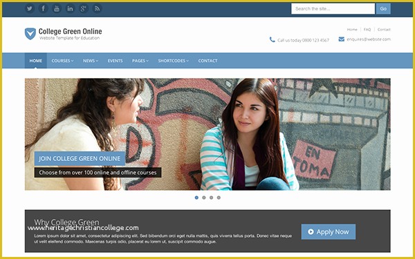 Free College Website Templates Of Responsive Bootstrap theme for Education College Green