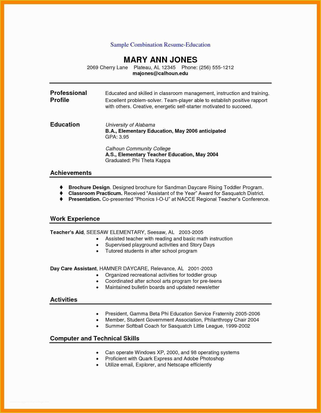 Free Combination Resume Template Of 9 Hybrid Resume Example