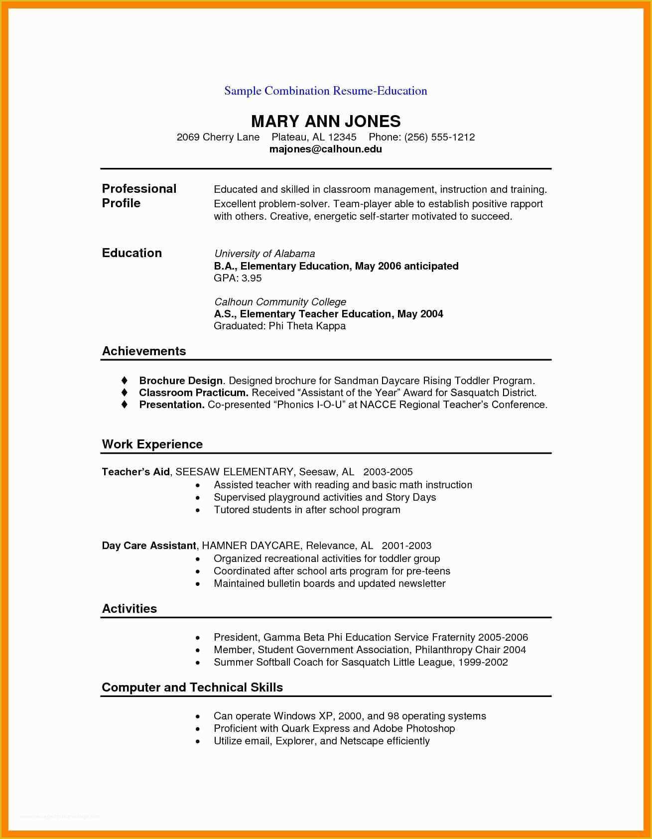 Combination Resume Template Word