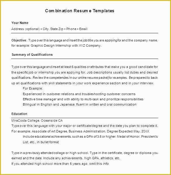 Free Combination Resume Template Of Bination Resume Template – Ladylibertypatriot