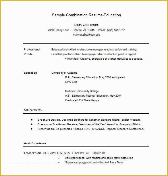 Free Combination Resume Template Word Of Bination Resume Template 9 Free Word Excel Pdf