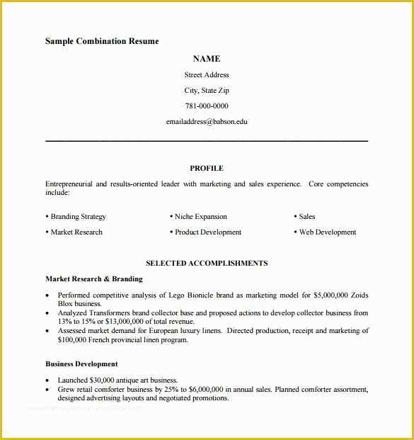 52 Free Combination Resume Template Word