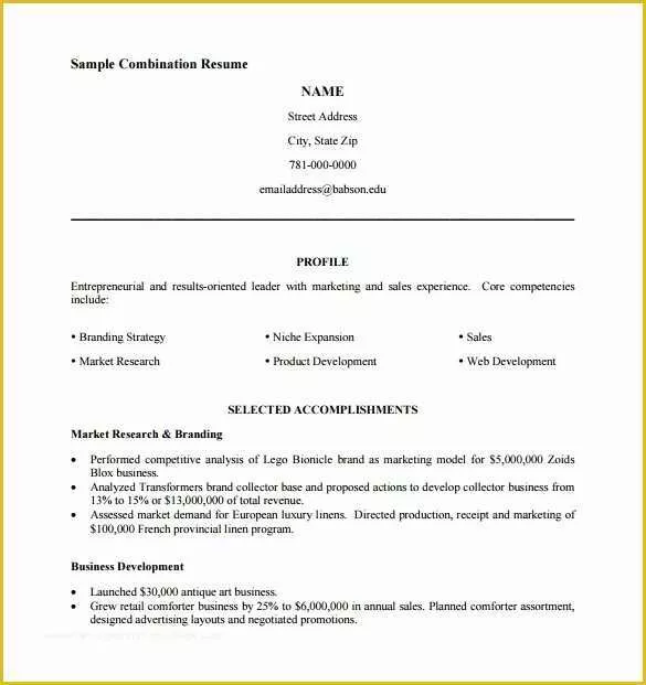 Free Combination Resume Template Word Of Bination Resume Template 9 Free Word Excel Pdf