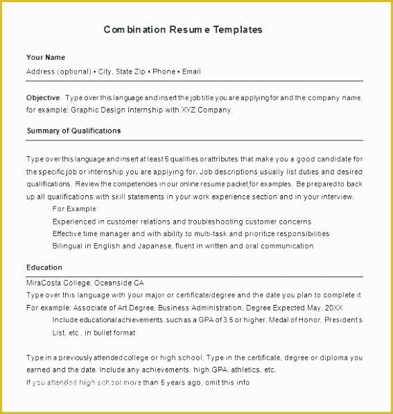 Free Combination Resume Template Word Of Bination Resume Template – Ladylibertypatriot