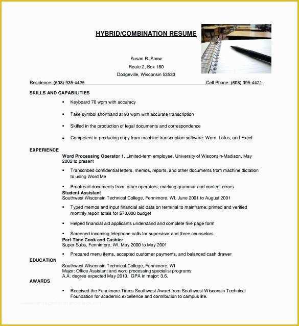 Free Combination Resume Template Word Of Resume Template Pdf – Interne