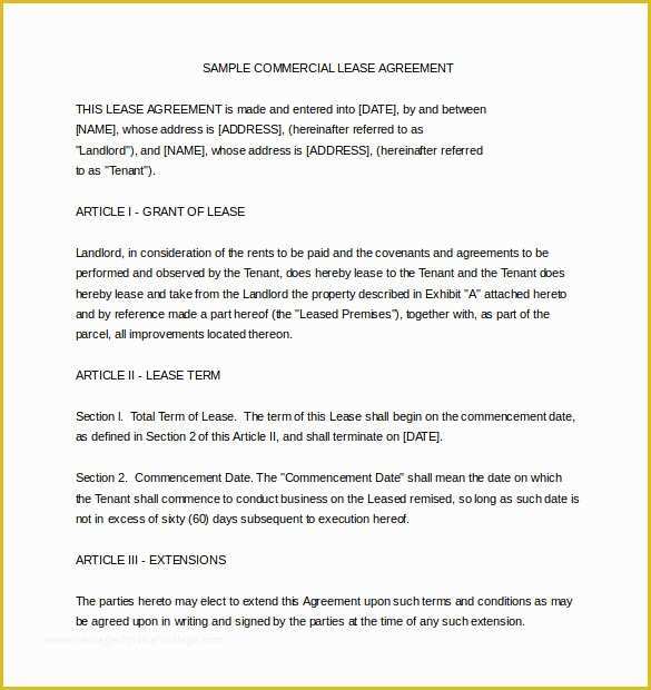 Free Commercial Lease Agreement Template Download Of 16 Lease Agreement Templates – Word Pdf Pages